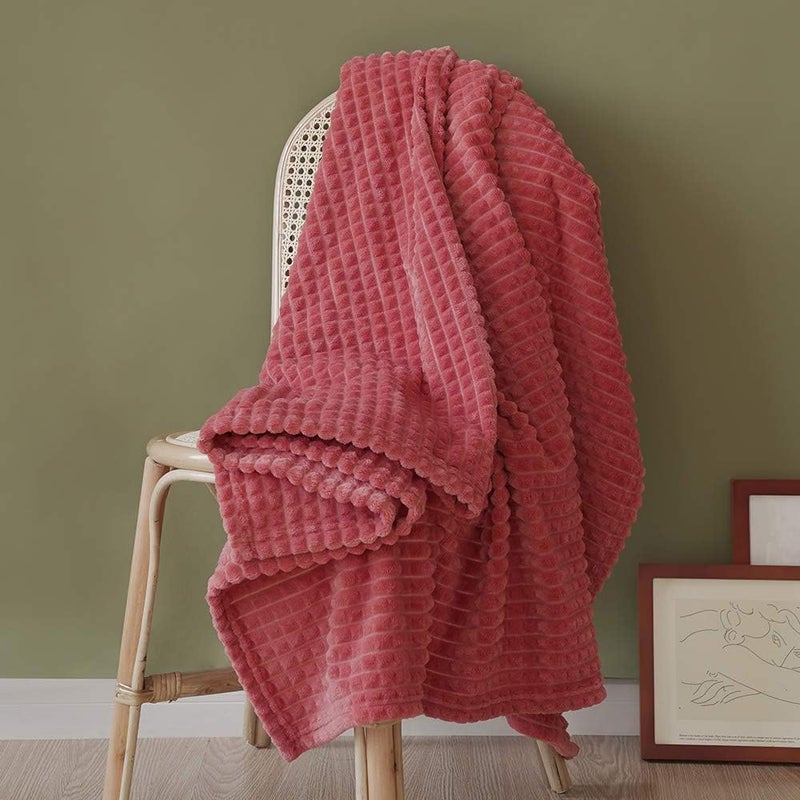 Simple&Opulence Coral Red Throw Blanket for Couch-Super Soft Fluffy Blankets for Women 50x70 Inches Cozy Lightweight Fleece Blanket for Home Decor - Image 1